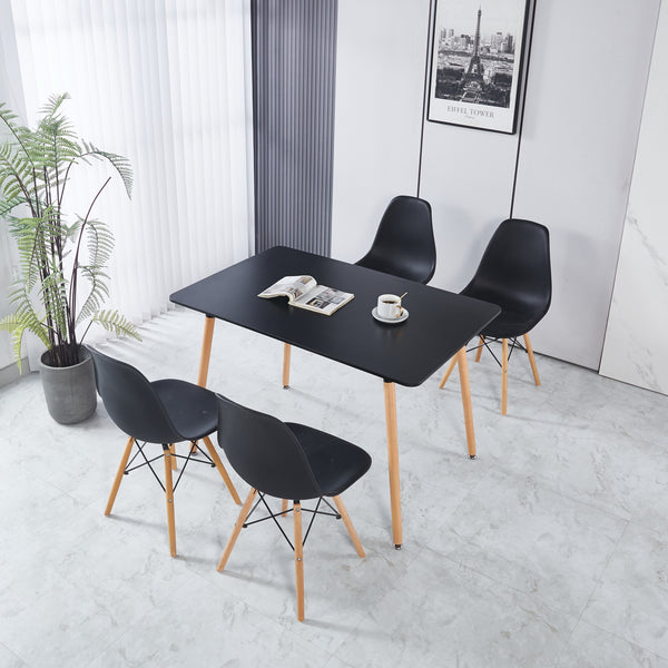 English Elm 115X75X75CM Matte Black MDF Table with Sturdy Metal Legs — Versatile Dining, Office & Coffee Table (Easy Assembly) W234P190471