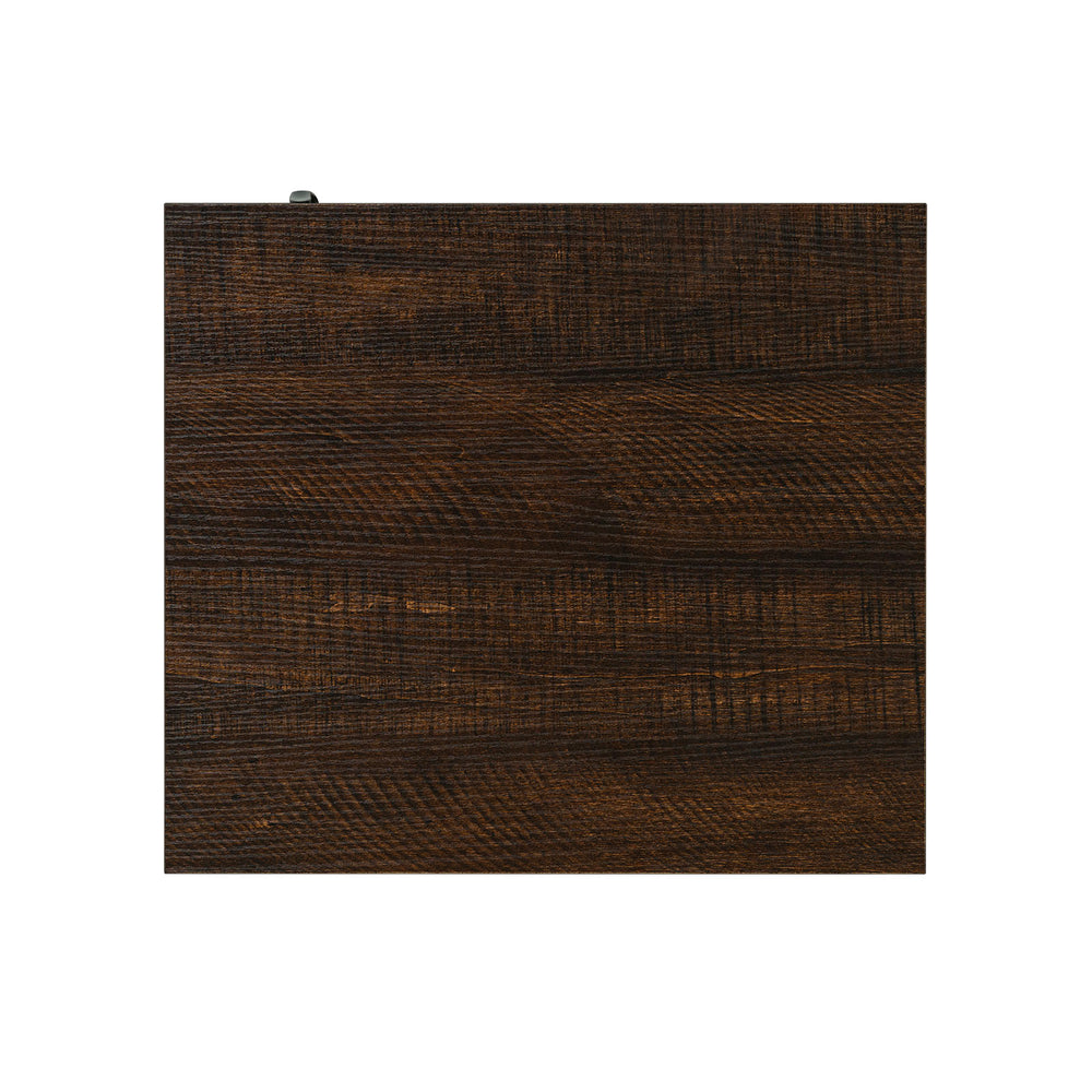 English Elm Rustic Farmhouse Side Table 16"W x 14"D x 23"H Two-Tone Brown & Gray, Drawer with X-Cross Handle, Open Shelf Storage B2741P395419