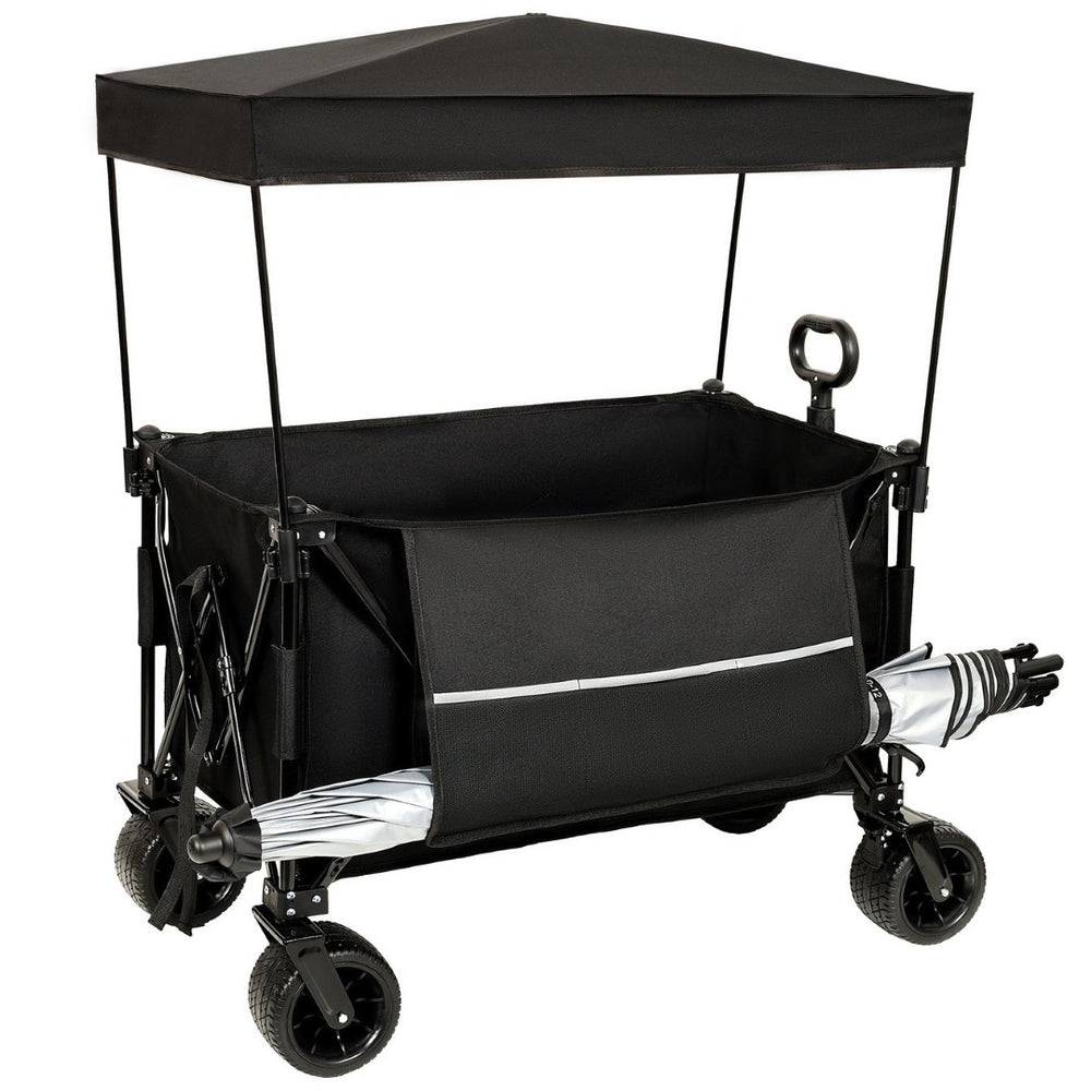 English Elm Collapsible Heavy Duty Folding Wagon with All-terrain Wheels for Beach and Camping W2932P253157