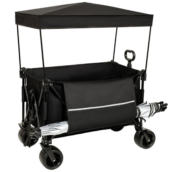 English Elm Collapsible Heavy Duty Folding Wagon with All-terrain Wheels for Beach and Camping W2932P253157