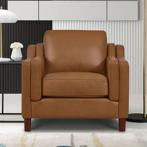 English Elm Bella Top Grain Leather Chair with Double-Sloped Track Arms, Sewn-In Cushion Silhouette, Timeless Sophistication B2705P326710