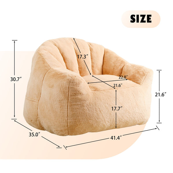 English Elm Bean Bag Chair - Luxuriously Plush Foam Sofa With Armrests, Non-Slip Base For Living Room & Bedroom Comfort W2200P313807