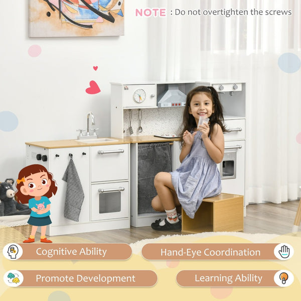 English Elm Qaba Wooden Corner Play Kitchen Set with Sound Effects Nine Appliances Ages 3 to 6 W2225P229196