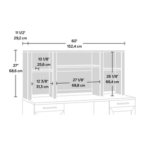 English Elm Hutch, Elegant Black Finish - Stylish & Functional Storage Solution For Home Or Office Workspace B356P402694