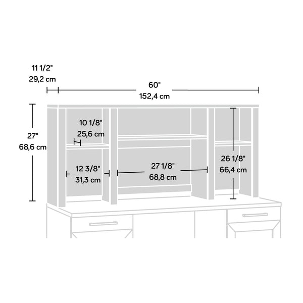 English Elm Hutch, Elegant Black Finish - Stylish & Functional Storage Solution For Home Or Office Workspace B356P402694