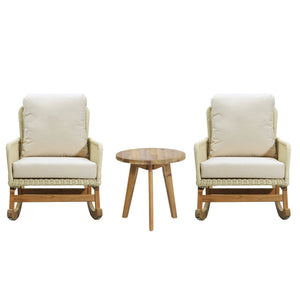 English Elm Christopher Knight Home® - Modern 3-Piece Outdoor Seating Set with Cushioned PE Rattan Rocking Chairs and Wood Accent Table, Chic Patio Retreat Ivory N767P229004C002_63163.00
