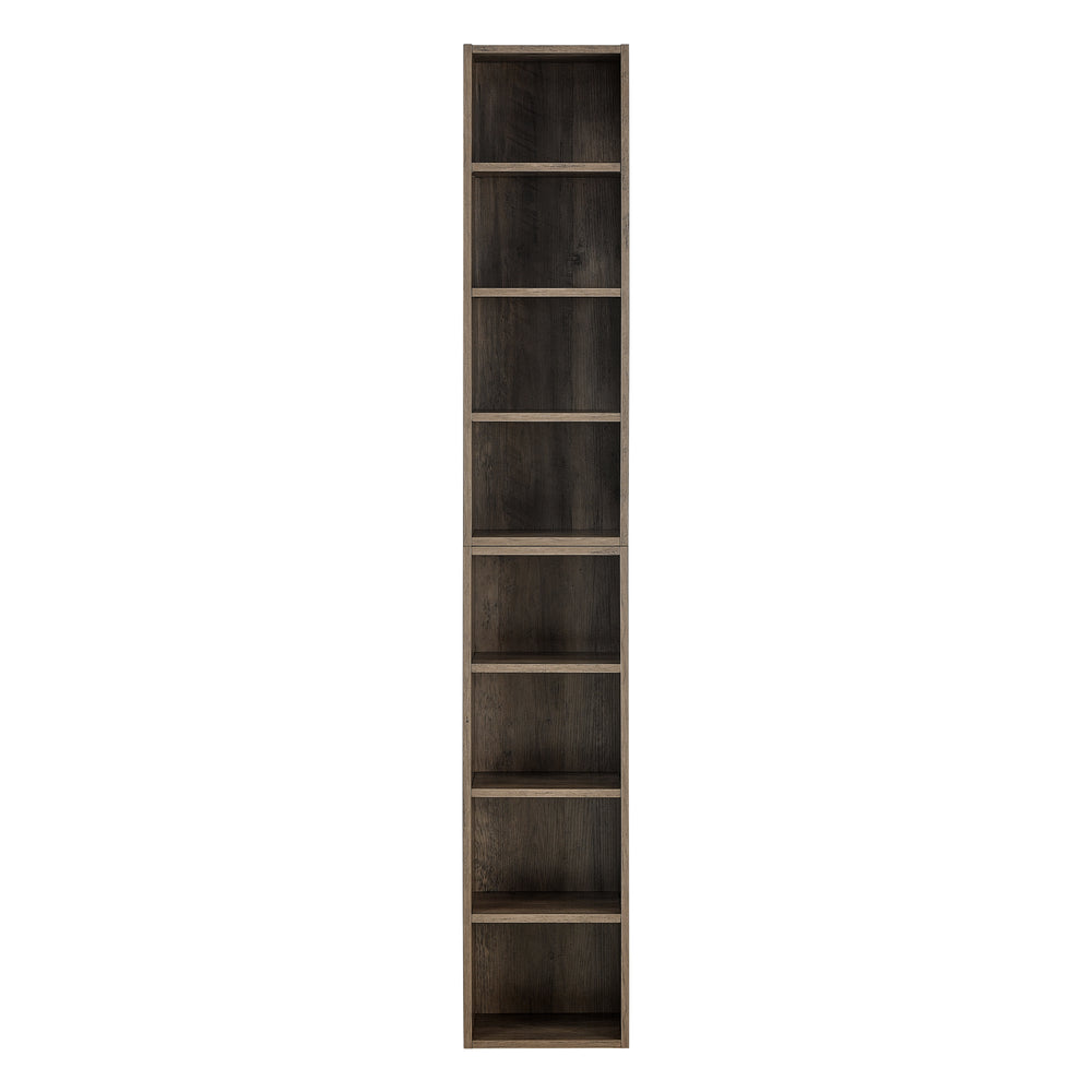 English Elm 8-Tier Media Tower Rack with Adjustable Shelves, Slim Tall 70.9" Bookcase for CDs DVDs & Decor W1781P182841