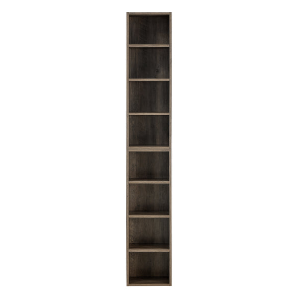 English Elm 8-Tier Media Tower Rack with Adjustable Shelves, Slim Tall 70.9" Bookcase for CDs DVDs & Decor W1781P182841