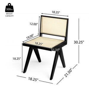 English Elm Christopher Knight Home® - Chandigarh Modern-Rustic Dining Room Chairs Set Of 2, Black Frame With Natural Cane For Comfort N768P241397B