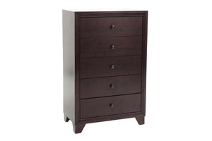 English Elm Modern Five Drawer Chest in Warm Brown Rubberwood Build with Knob Hardware Bedroom B011P448738