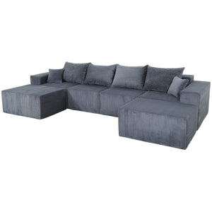 English Elm 6-Piece Modular U-Shaped Sectional Sofa with Chaise Convertible Corduroy Comfort and Secure Base Gray W3163S00039