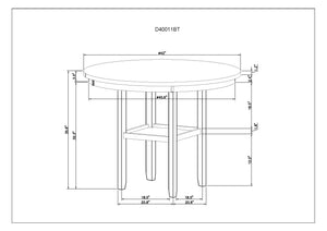 English Elm GRETA Antique White Bar Table with Marble Top, Built-In Shelf & Sturdy Rubberwood Construction B201P226137
