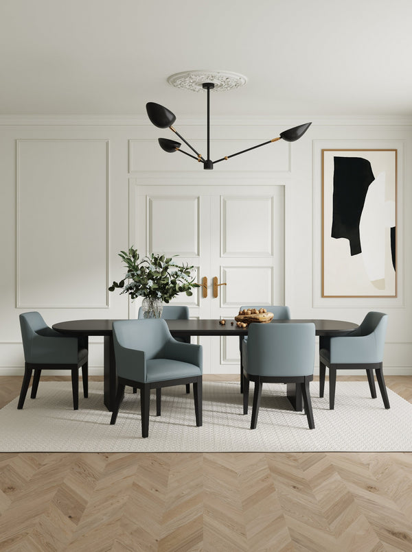 English Elm Gansevoort Modern Faux Leather Dining Armchair with Solid Beech Frame, Foam-Padded Comfort, 300lb Capacity Pewter B365P398272