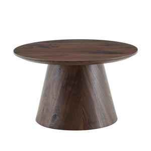 English Elm Grey Wood Grain Round Coffee Table Low Profile Mdf Living Room Accent Piece W2920P404127