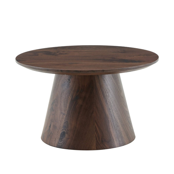 English Elm Grey Wood Grain Round Coffee Table Low Profile Mdf Living Room Accent Piece W2920P404127