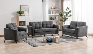 English Elm Carlotta Three Piece Woven Fabric Living Room Set with Tufted Seats and Metal Legs B2749S00198