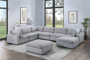 English Elm Dark Gray 8-Piece Modular Sectional Set With Corduroy Upholstery For Stylish Living Room Comfort B011S01333