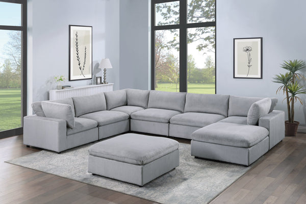 English Elm Dark Gray 8-Piece Modular Sectional Set With Corduroy Upholstery For Stylish Living Room Comfort B011S01333