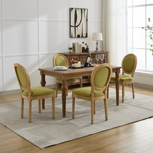 English Elm A&A French Style Dining Chairs Set Of 2 - Olive Green Linen Upholstery With Solid Wood Frame Elegance W1143P323333