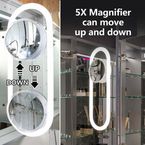 English Elm Smart Led Mirror Cabinet with Anti-fog Dimming Gfci Outlet Bathroom Storage W637P252345