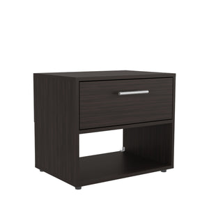 English Elm Nightstand, Compact Engineered Wood Design with Drawer and Open Shelf, Modern Eco-Friendly Finish Walnut 26.77 L x 19.69 W x 5.91 H B097P296837