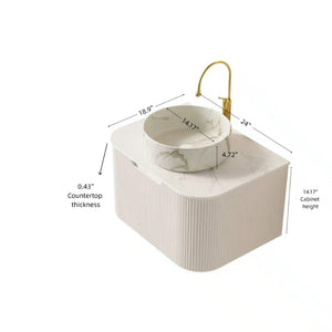 English Elm Dina Floating Bathroom Vanity with Sintered Stone Top and Crystal Glass Basin White W2615S00431