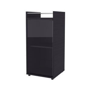 English Elm Wenge Finish Bar Cabinet with Tempered Glass Door for Stylish Living Room Storage B062P461067