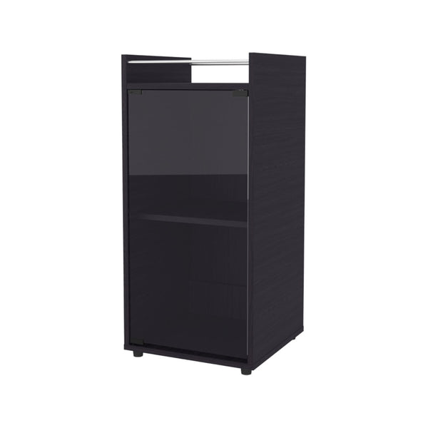 English Elm Wenge Finish Bar Cabinet with Tempered Glass Door for Stylish Living Room Storage B062P461067