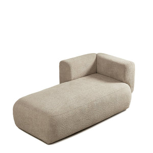 English Elm Upholstered Boucle Chaise Lounge with Wooden Legs for Bedroom or Living Room W5515P437368