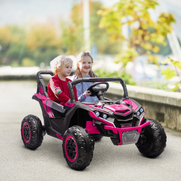 English Elm Aosom 12v Electric Kids Ride on Utv with Remote Control Suspension and Music System Pink W2225P229517