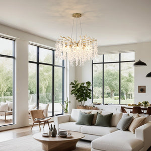 English Elm 8-light Gold Farmhouse Chandelier Seeded Glass Shades for Dining Room or Kitchen W5008P466526
