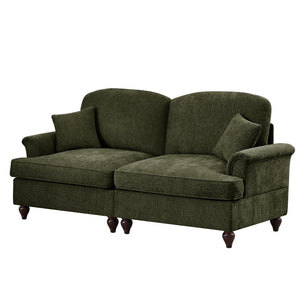 English Elm Elegant Mid Century Two-Seater Sofa With Removable Ruffles, Flared Arms & Plush Chenille Comfort W3041S00263