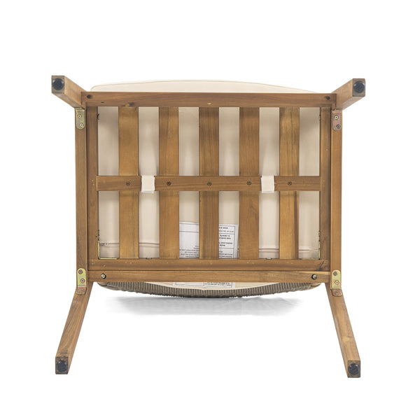 English Elm Christopher Knight Home® - Outdoor Acacia Wood Dining Armchair with Rope Weave Back, Water-Resistant Cushion, Durable 400lb Grey,Teak+ Beige N773P210139G