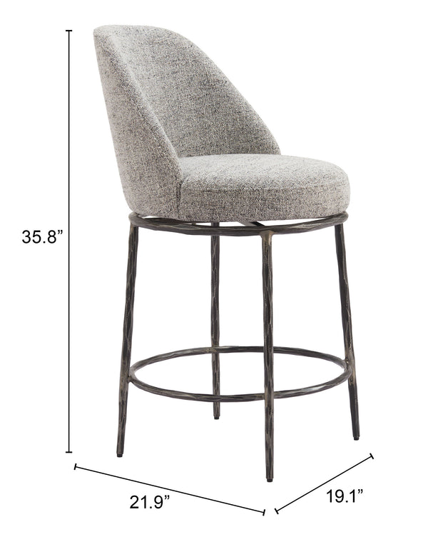 Nordhavn Swivel Counter Stool Gray 110274 Zuo Modern