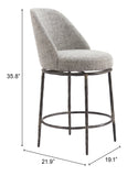 Nordhavn Swivel Counter Stool Gray 110274 Zuo Modern