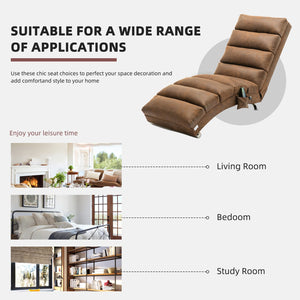 English Elm Linen Ergonomic Massage Chaise Lounge with Remote, 140° Recliner Long Lounger for Office Home W395P184846