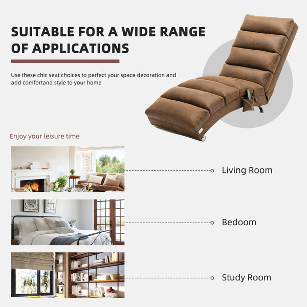 English Elm Linen Ergonomic Massage Chaise Lounge with Remote, 140° Recliner Long Lounger for Office Home W395P184846