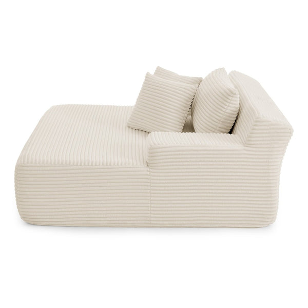 English Elm Single Frameless Velvet Lounge Chair Plush High Density Foam Accent Seat for Living Room Beige W487P420019