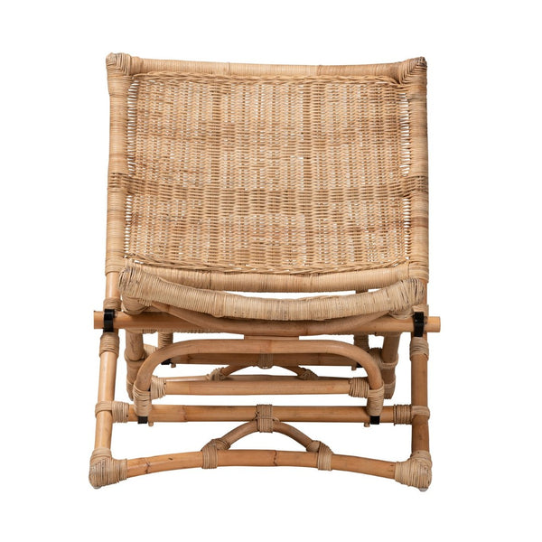 English Elm Modern Handcrafted Rattan Foldable Lounge Chair Bohemian Woven Seat for Boho Interiors B2750P470077