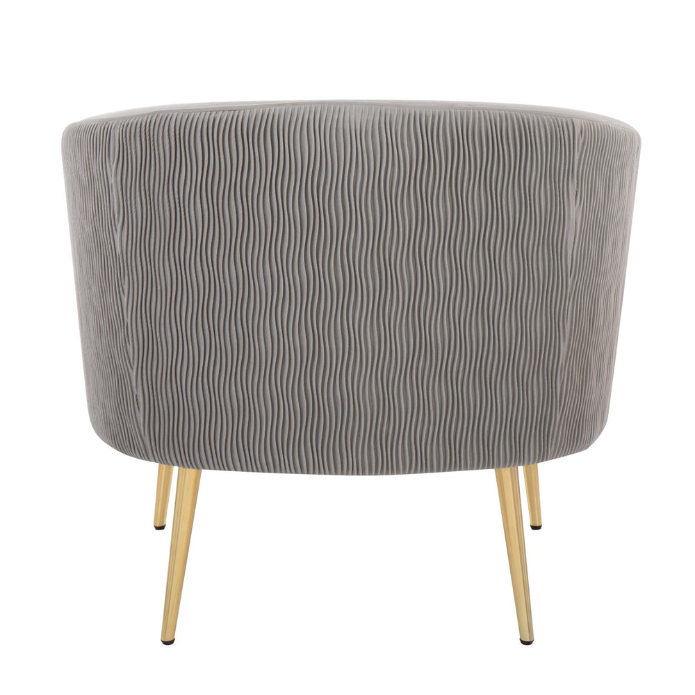 English Elm Tania Pleated Waves Accent Chair in Silver Velvet with Gold Metal Legs — Chic Tufted Contemporary Glam Seating B202P223658