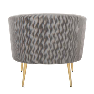 English Elm Tania Pleated Waves Accent Chair in Silver Velvet with Gold Metal Legs — Chic Tufted Contemporary Glam Seating B202P223658
