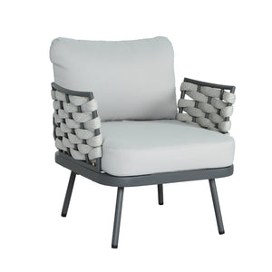 English Elm Christopher Knight Home® - Mariano Hand-Woven Rope Club Chair Set of 2 with Water-Repellent Cushions, Rust-Resistant Frame Grey N773P277440E