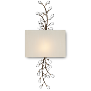Crystal Bud Wall Sconce - Elegant Faceted Crystals and Rust-Colored Metal Shade for Timeless Decor