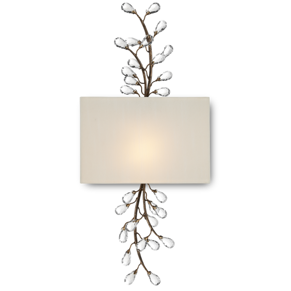 Crystal Bud Wall Sconce - Elegant Faceted Crystals and Rust-Colored Metal Shade for Timeless Decor