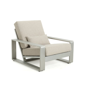English Elm Christopher Knight Home® - La Plata Lounge Chair - Elegant Silver Aluminum Frame With Beige Olefin Cushion For Indoor & Outdoor N775P211257S