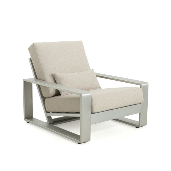 English Elm Christopher Knight Home® - La Plata Lounge Chair - Elegant Silver Aluminum Frame With Beige Olefin Cushion For Indoor & Outdoor N775P211257S