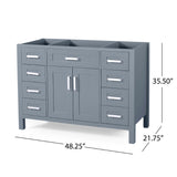 Christopher Knight Home® - Noble House - - 49'' Bathroom Vanity With Marble Top & Ceramic Sink, Two Doors, 8 Drawers, Gray