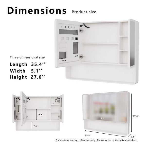 English Elm Led Triple Door Medicine Cabinet Warm Light Anti Fog Aluminum Bathroom Wall Mount W3083P451442