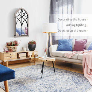 English Elm HOMCOM Rustic Arch Window Wall Mirror 36.5"x23.5" Distressed Wood Grain Frame, Trellis Design, Brightens Room W2225P229130