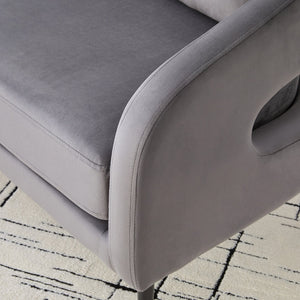 English Elm 53.7"Modern Velvet Loveseat with Open Back and 3 Pillows, Compact 2-Seater Sofa with Metal Legs Charcoal W3118P312819